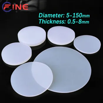 1/2 / 5шт Белого твердого круглого силиконового резинового листа VMQ, уплотнительные прокладки диаметром 5-150 мм, толщиной 0,5-8 мм
