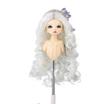 1/4 Кукольный парик BJD с длинными вьющимися волосами, аксессуары для кукол своими руками, 7-дюймовый волнистый белый парик из высокотемпературной проволоки для куклы Minifee BJD/SD