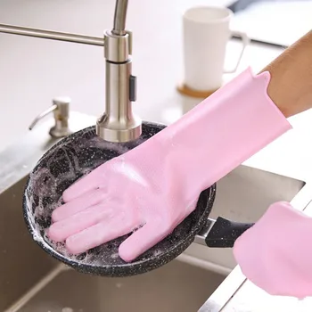 1 пара кухонных силиконовых перчаток для чистки, резиновая губчатая перчатка, бытовой скруббер, кухонные чистящие средства, перчатки для мытья посуды