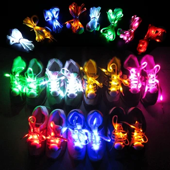 1 пара светодиодных светящихся шнурков Шнурки из АБС-пластика, мигающие ночные шнурки с батареей, спортивная обувь на открытом воздухе, нейлоновые светящиеся шнурки для обуви