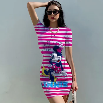 2022 Disney Minnie Mickey Dress Женское платье Vestido Сексуальное Женское платье Забавный Сарафан США С 3D Принтом Женское платье Skinny Slim Beach