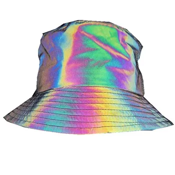 2023 волшебная эластичная светоотражающая шляпа рыбака с подсветкой, широкополая шляпа, складные радужные светоотражающие атласные шляпы