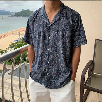 2023 Гавайская рубашка Мужская Повседневная Уличная одежда С цветочным принтом, отложной воротник, Короткий рукав, пуговицы, Рубашки Винтажные M-3XL Летние