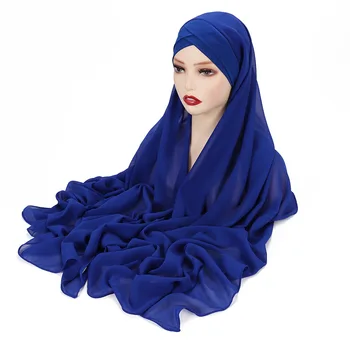 2023 Модный Стиль Мусульманский Женский Шарф Мягкие Однотонные Хиджабы Femme Мусульманский Хлопковый Готовый К Ношению Головной Платок Женская Одежда