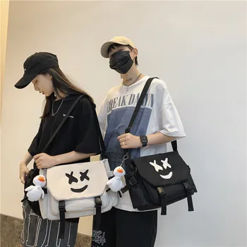 2023 Сумка-мессенджер в японском стиле Мужская Женская Студенческая Школьная сумка через плечо Сумка для покупок Большие холщовые сумки-тоут