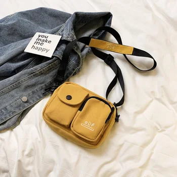 2023 Холщовая сумка Женская японская маленькая сумка для отдыха Новая модная сумка через плечо 2019 Маленькая квадратная сумка