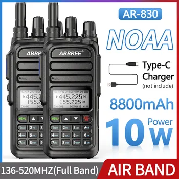 2ШТ ABBREE AR-830 Air Band 136-520 МГц Полнодиапазонная Беспроводная Рация с частотой копирования NOAA Weather Channel Прием Двухстороннего Радио