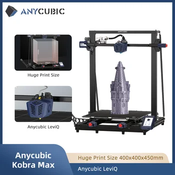 3D-принтер Anycubic Kobra Max FDM С огромным объемом сборки 45 x 40 x 40 см, 25 точек автоматического выравнивания, Стабильная Двойная ось Z, Быстрая сборка