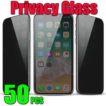 50шт Защитная пленка для экрана из закаленного стекла HD с защитой от шпионских бликов для iPhone 14 Pro Max 13 Mini 12 11 XS XR X 8 7 6 Plus SE