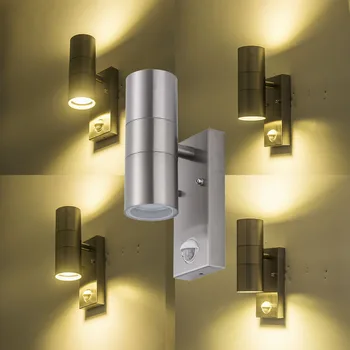 AC85-240V светодиодный настенный светильник из нержавеющей стали с индукционным датчиком движения, настенный светильник используется в гостиницах, сообществах и садовых виллах, светодиодный светильник