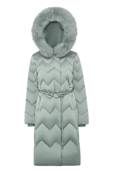 BSOIDENG для зимнего женского пуховика с меховым воротником, длинное тонкое пальто, роскошное высококачественное теплое пальто B00144152
