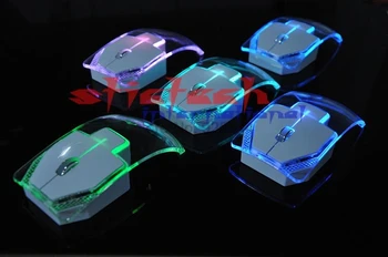dhl или ems 20шт 2.4G Беспроводная Мышь Silent Gamer Прозрачная Светодиодная Ультратонкая 1000DPI Glow Игровые Мыши для Компьютера