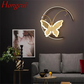 Hongcui Nordic Creative Настенные бра Медная лампа Современный Светодиодный светильник с абажуром в виде бабочки Для Дома