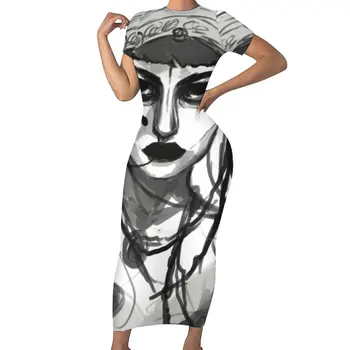 Jibaro Oil Painting Облегающее платье Летняя Любовь Смерть и роботы Кавайные макси платья Женское платье с коротким рукавом в графическом уличном стиле