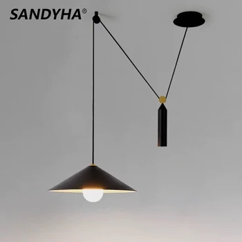 SANDYHA Modern Personality Подъемный шкив, люстры с возможностью переключения, светодиодная лампа для столовой, подвесные светильники Lampara Colgante Techo