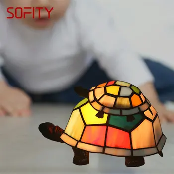 SOFITY Современная настольная лампа Tiffany LED Glass Креативный декор в виде черепахи Настольная лампа для дома Прикроватная тумбочка в детской спальне