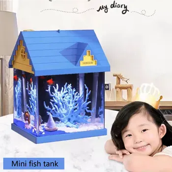 SUNSUN House Diary Аквариум для рыб Гостиная, маленький аквариум из ультра Белого стекла, Экологический пейзаж для рабочего стола, Аквариум с золотыми рыбками