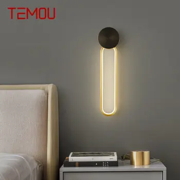 TEMOU Современный настенный светильник из черной латуни LED 3 цвета Медь Рядом с освещением Простой креативный декор для дома, гостиной