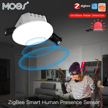 Tuya Smart ZigBee Детектор присутствия человека Радарный Датчик Фотометрический 2 в 1 Функция Smart Life Потолочный PIR-концентратор