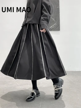 UMI MAO Yamamoto Dark Design Feeling Весенне-Осеннее Уличное Шерстяное Платье Детская Утолщенная Теплая Юбка-Полукомбинезон Femme Y2K