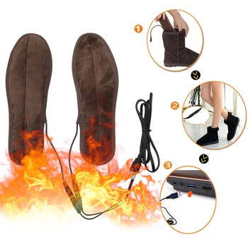 X5QF USB, электрические Плюшевые Меховые Нагревательные Стельки, Зимняя обувь для согревания ног