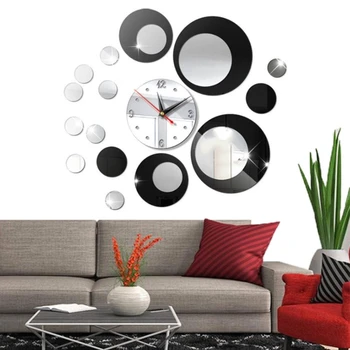 Акриловые 3D круглые настенные часы Комбинированные зеркальные часы DIY, современные часы для кухни, спальни, гостиной, украшения для дома
