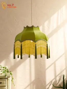 Атмосфера французского дизайна Винтажные зеленые бархатные кисточки Подвесные светильники Gold Lustre LED E27 Гостиная / Модельная комната Спальня Кухня Кафе