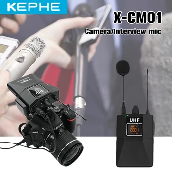 Беспроводной петличный микрофон сверхвысокочастотного диапазона KEPHE X-CM01, микрофонная система на лацкане сверхвысокочастотного диапазона с 16 выбираемыми каналами Поставляется с двумя кабелями 3,5 мм