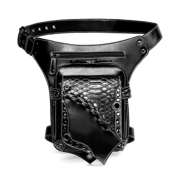 Боковой кошелек, сумка для ног в стиле панк-рок, сумки-мессенджеры через плечо, набедренная кобура, сумка для женщин и девочек, черная поясная сумка из искусственной кожи