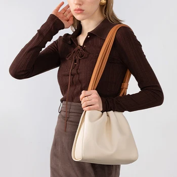 Брендовая сумка через плечо, женская диагональная сумка через плечо, женская роскошная сумка-ведро из мягкой искусственной кожи в складку, модный женский мобильный кошелек для девочек