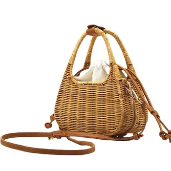 Бренды Плетеная Сумка из ротанга, Женские сумки, роскошная Дизайнерская соломенная пляжная сумка 2022, богемные дорожные сумки через плечо, сумка-тоут