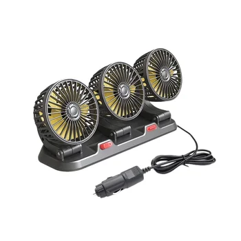 Вентилятор для автомобиля, Трехголовочный вентилятор для внедорожников, USB-охлаждающий воздух, маленький персональный вентилятор, 2 скорости, электрический вентилятор для грузовика (12 В)