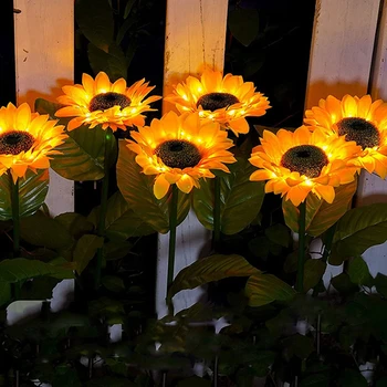 Декоративный солнечный свет Наружные подсолнухи на солнечных батареях Декоративное освещение для оформления садовой дорожки для вечеринки