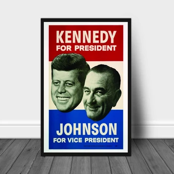 Джон Ф. Кеннеди Линдон Джонсон (1960) Винтажный рекламный плакат, печать на холсте, украшение для дома, настенная живопись (без рамки)