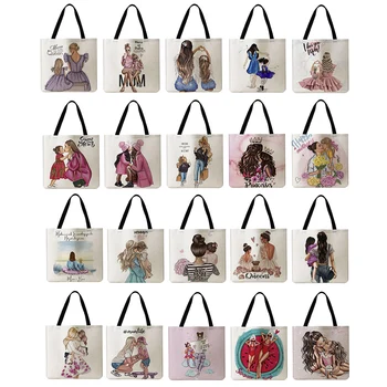 Дизайнерская женская сумка-тоут большой емкости с принтом Дня матери, сумка для покупок на плечо, сумка для отдыха