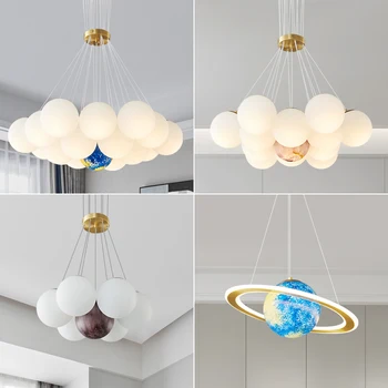 Дизайнерская люстра Planet Moon для спальни, простая лампа для детской комнаты с шариками в гостиной