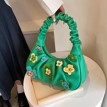 Дизайнерская сумочка с цветочным рисунком, модная сумка Cloud Bag, женская сумочка для подмышек из искусственной кожи, 2023 Новая брендовая женская сумка Sac A в складку,