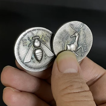 Древнегреческая медная монета Ephesian Bee Buck, Малая Азия, посеребренная подвеска в виде древней монеты, монета, которую можно сочетать с ожерельем