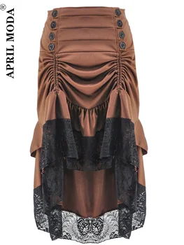 Женская готическая юбка в стиле стимпанк неправильной формы в викторианском стиле, костюм эпохи Возрождения, фигуристая юбка в стиле хай-Лоу, винтажная юбка в стиле панк-панк