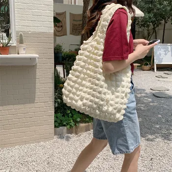 Женская сумка через плечо, сумка для покупок из мягкой ткани, тканевые сумки, милые плиссированные пузыри, женская жилетка большой емкости, сумка подмышками