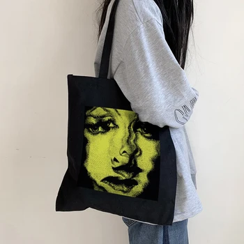 Женская холщовая сумка ужасов в стиле панк, винтажная, темная, большой емкости, ins, мультяшная, повседневная, готическая сумка для покупок, y2k Ulzzang, женские сумки на плечо