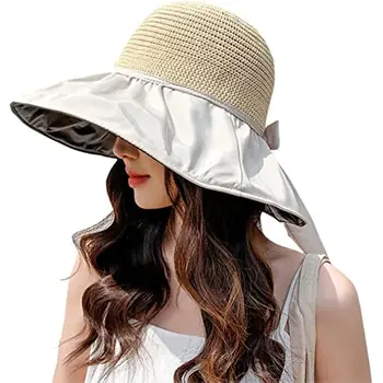 Женские Гибкие Летние Солнцезащитные Шляпы С Широкими Полями, Складные UPF50 + Защита От Ультрафиолета, Пляжные Шляпы С Широкими Полями 55-60 см