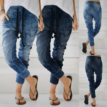 Женские джинсовые брюки с завязками по низу, брюки Harlan