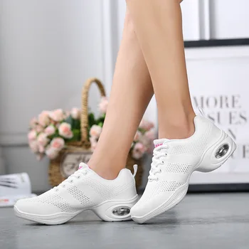 Женские танцевальные кроссовки для девочек, дышащая обувь для танцев с воздушной сеткой, обувь для танцев, обувь для фитнеса, обувь для квадратного танца, джазовые туфли