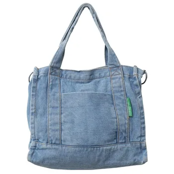 Женские трендовые сумки через плечо из джинсовой ткани большой емкости, женские сумки, дизайнерские женские сумки, простота, Модные сумки через плечо для отдыха