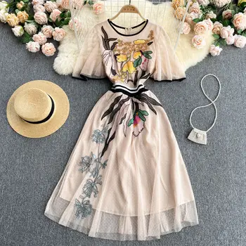 Женское роскошное сетчатое платье с вышивкой Festa, высококачественное длинное элегантное платье для свадебной вечеринки, женское дизайнерское платье Vestidos