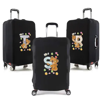 Защитный чехол для дорожного багажа с принтом Медведя из 26 букв для 18-32-дюймовых аксессуаров для путешественников, эластичный защитный чехол для чемодана-тележки
