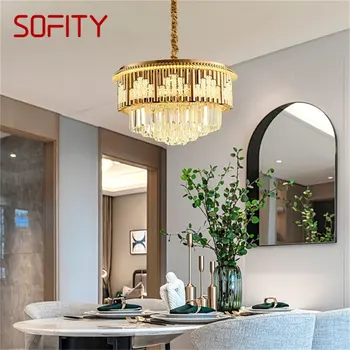 Золотая люстра SOFITY, светильники, Роскошный подвесной светильник, домашний светодиодный декор в постмодернистском стиле для гостиной, столовой