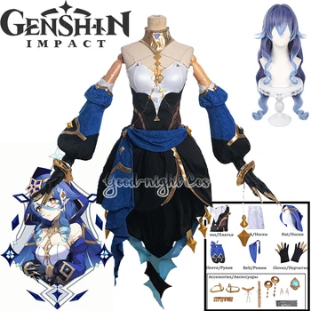 Игра Genshin Impact Косплей костюм Лейлы Парик Перчатки Шляпа Высококачественное синее платье для вечеринки в честь Хэллоуина женский косплей костюм Лейлы