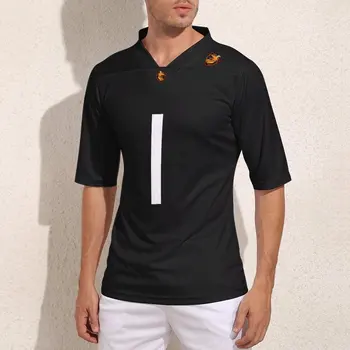 Изготовленная на заказ Черная майка для регби Jacksonville No 1, Ретро Персонализированные футбольные майки для мужчин из колледжа, Футбольная рубашка